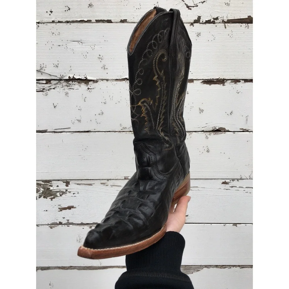 Men's Dario's Cowboy Boots Size 26.5 Black Leather
